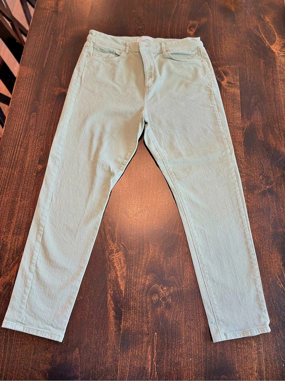 LOFT, Mint Green Straight Leg Cotton Pants in Green Size 12/31